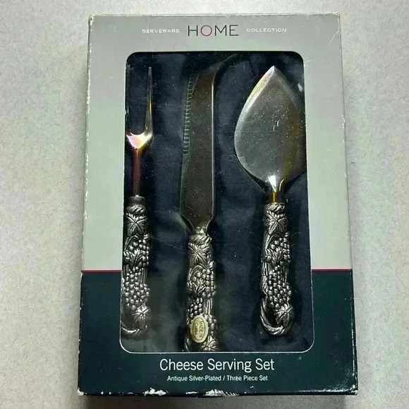 Silver Plated Cheese  Serving Set Charcuterie Party Holidays Christmas Eat Food - Picture 1 of 6